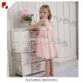 Pink flowers embroidered smocking BBQ dress